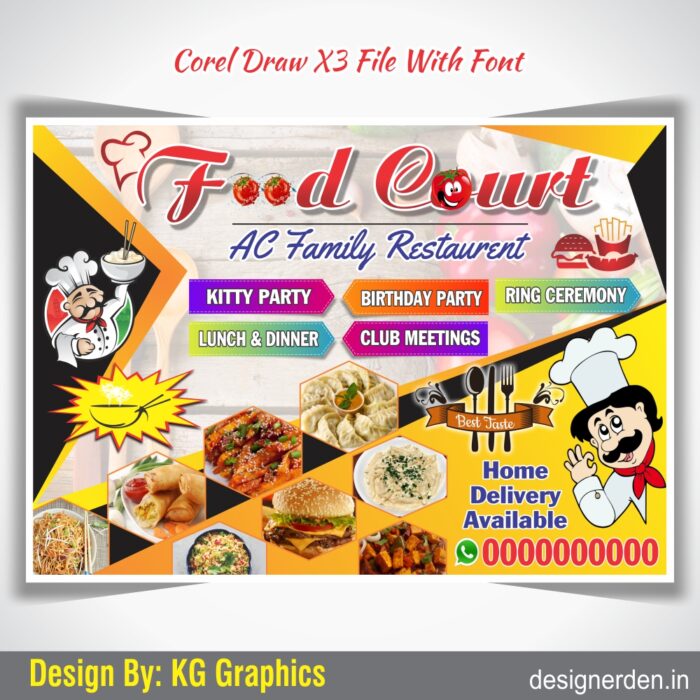 Food Restaurant Shop Flex Banner Design CDR File - Image 1