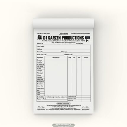 Sound And Tent House Bill Book Design