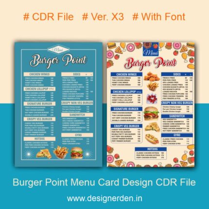 Burger Point Menu Card Design