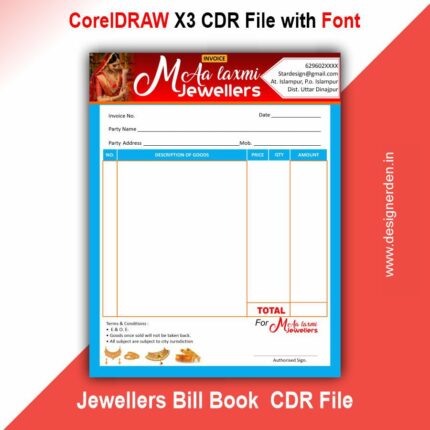 Jewellery Shop Bill Book Design CDR File