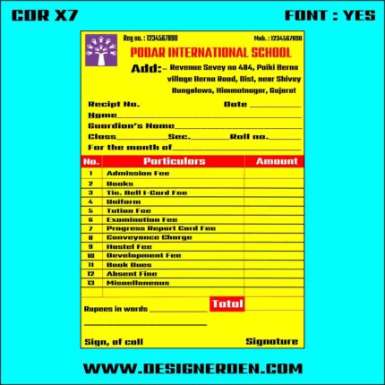 INTERNATIONAL SCHOOL-FEE-RECEIPT CDR X7