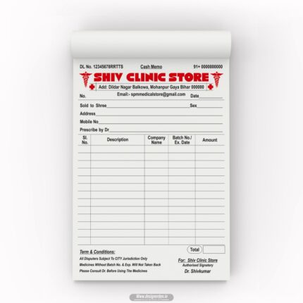 Doctor Bill Book - Medical Store INVOICE Bill Book Design CDR File